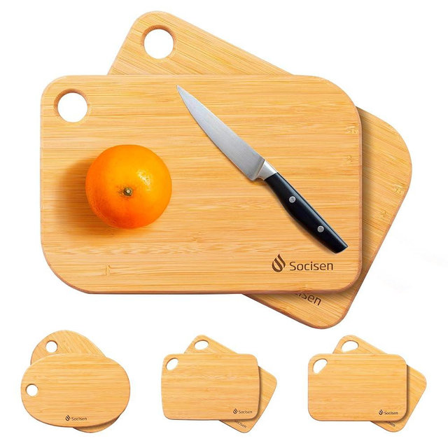 2 Packs Small Wooden Cutting Board for Kitchen Bamboo Mini Wood Charcuterie Boards Non Toxic Travel Fruit Camping Boards Set Thin BPA Free Bar Chopping Board Cheese Board Sandwich Charcoal Essentials