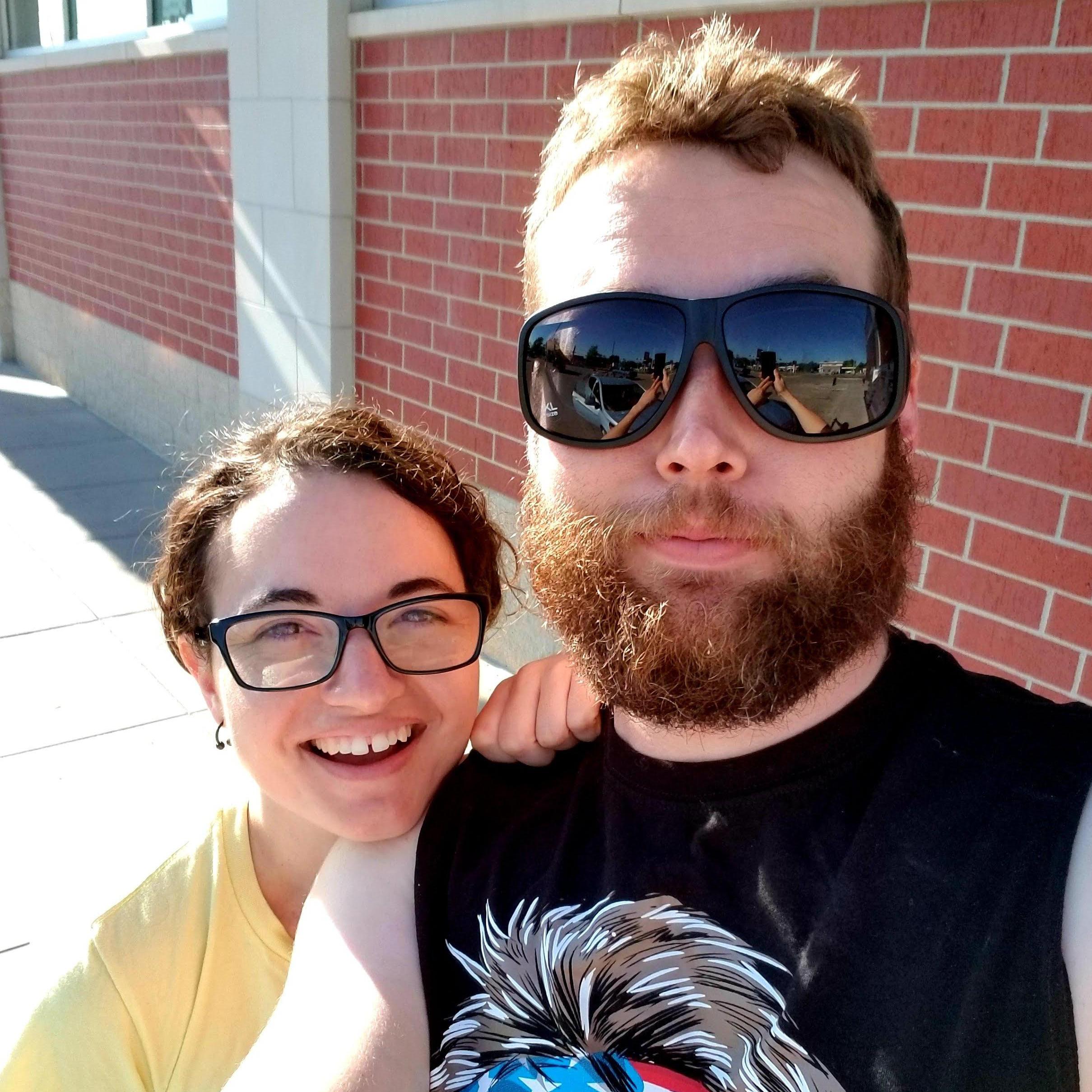 Pit stop during out first road trip together in May 2018