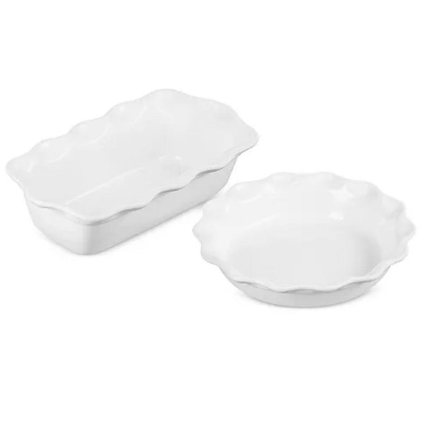 Le Creuset Heritage Stoneware Fluted Pie Dish and Loaf Pan Set