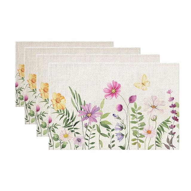 Summer Decorations Floral Placemats 18x12 Inches Seasonal Holiday Spring Flower Decor Farmhouse Indoor Vintage Theme Gathering Dinner Party AP072