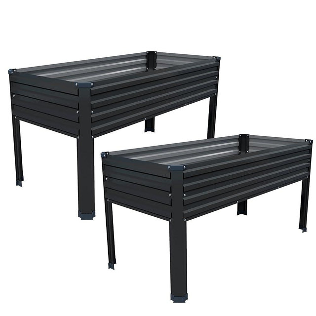 DIIYIV Galvanized Raised Garden Bed with Legs,2PCS 48×24×30in Elevated Planter Box for Backyard,Garden, Patio, Balcony, 350lb Capacity,Planters for Outdoor Plants,Black