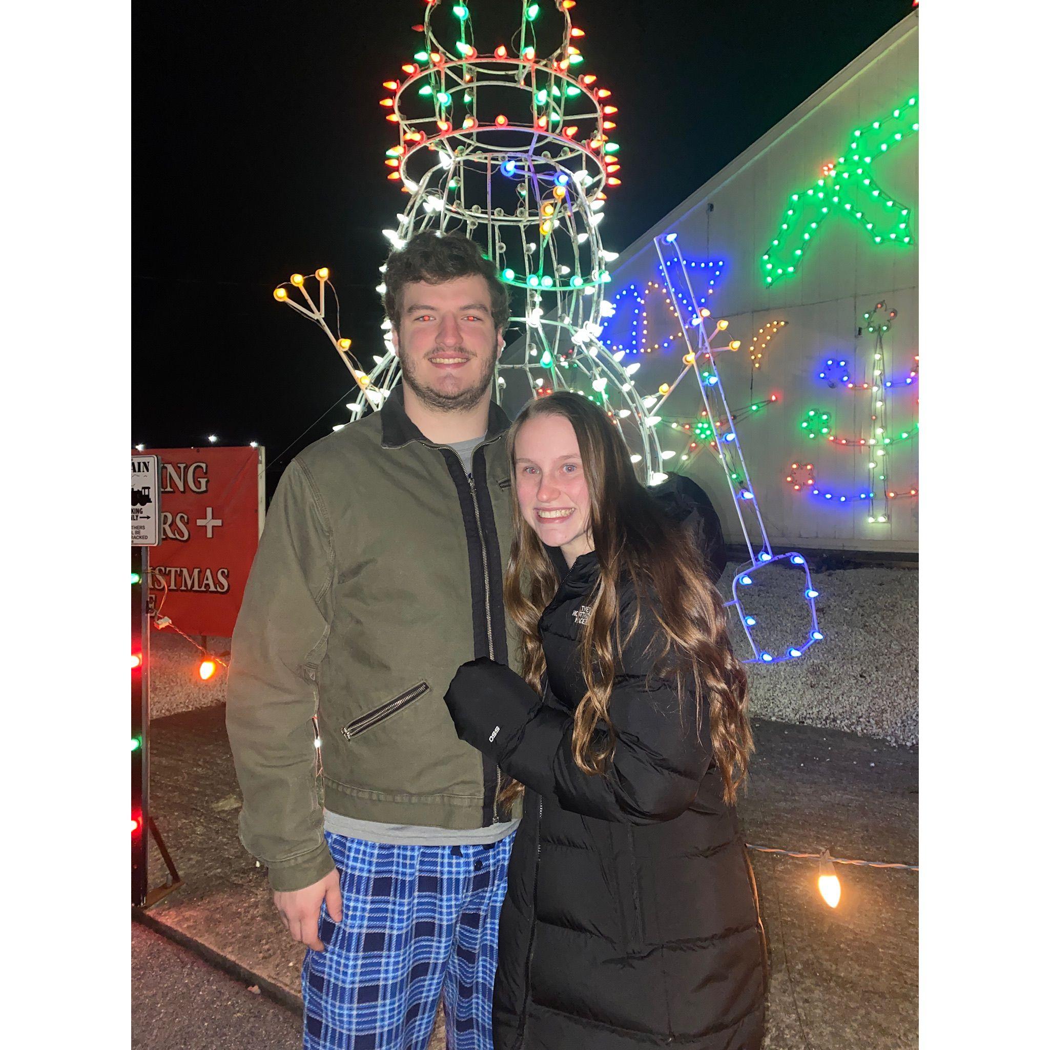 Our first Christmas Cody brought us to Christmas Village. Olivia thought this was something that we dressed up for, Cody showed up in his pajamas