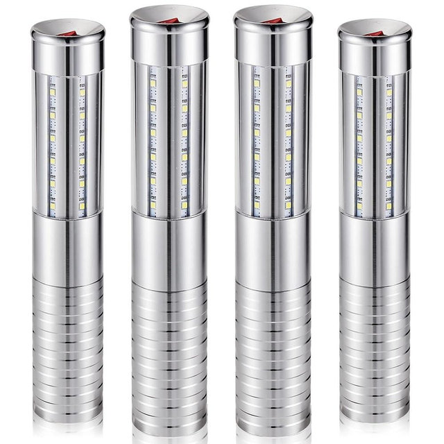 Civaner Upgrade 4 Pcs Bottle Service Lights LED Strobe Baton Bottle Girl Lights Rechargeable Handheld Flashing Club Signs for Birthday Wedding Party(Silver White Light)