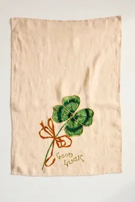 Lucky Shamrock Linen Dish Towel