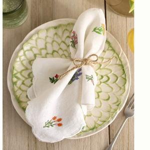 Embroidered Floral Linen Napkins, Set of 2 (Anthropologie)