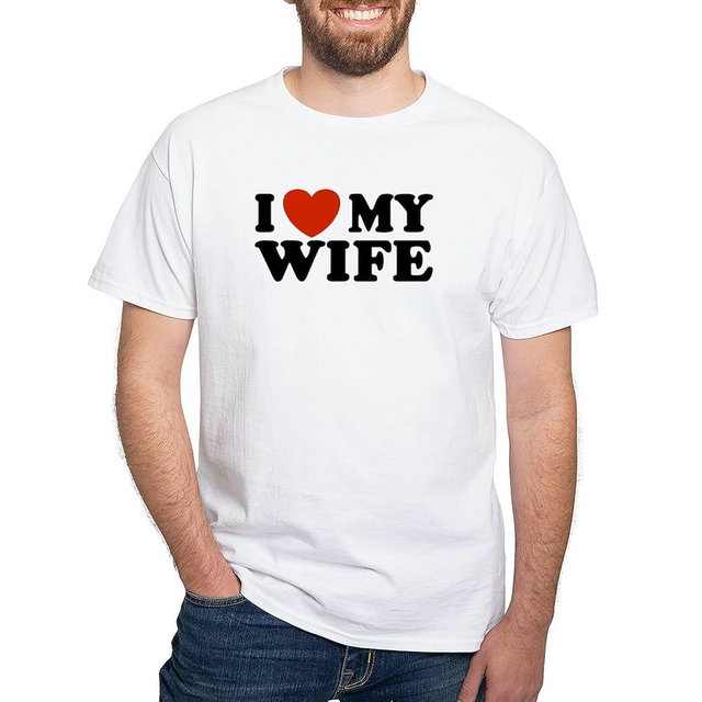 CafePress I Love My Wife White T Shirt Men's 100% Cotton, Classic Graphic White T-Shirt
