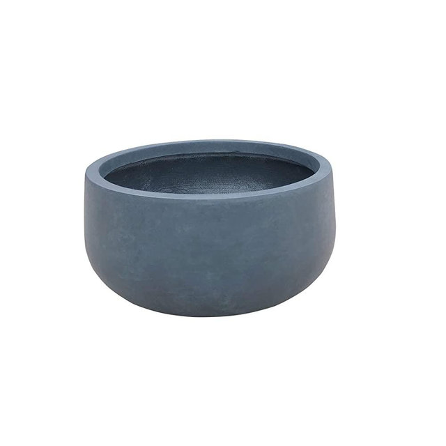 Kante RC0051C-C60121 Lightweight Concrete Outdoor Round Bowl Planter, 20" x 20" x 10", Charcoal