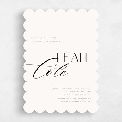 Beige Scalloped Wedding Invitation - Zion Portrait
