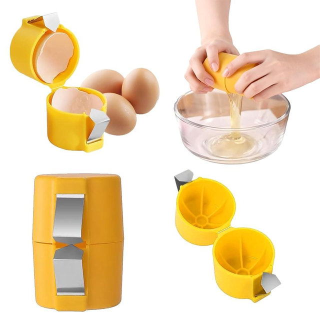 2026 New Egg Shell Opener, Egg Cracker Tool for Raw Eggs, Egg Peeler for Hard Boiled Eggs, Egg Shell Separator Cutter Kitchen Gadgets (Yellow)