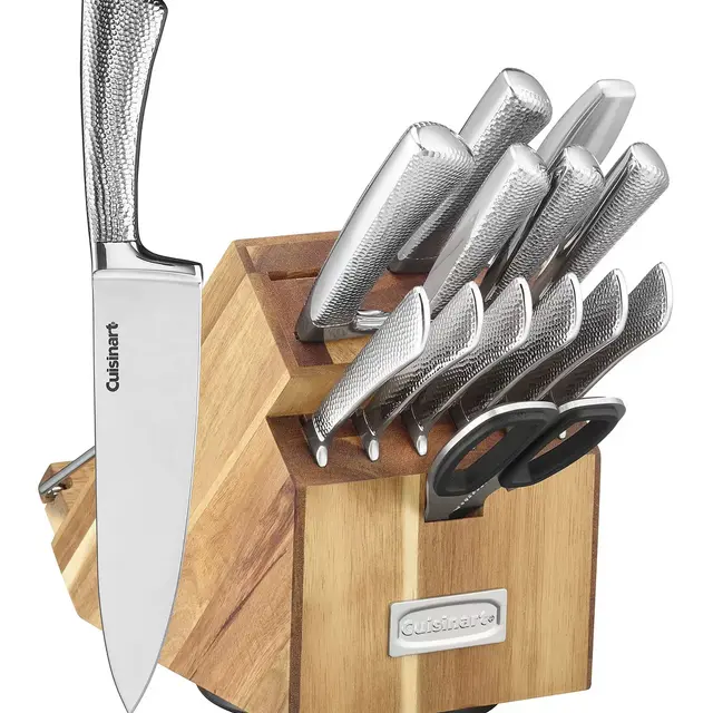 Cuisinart15-Piece Shogun Hammered Cutlery Set with Rotating Acacia Block