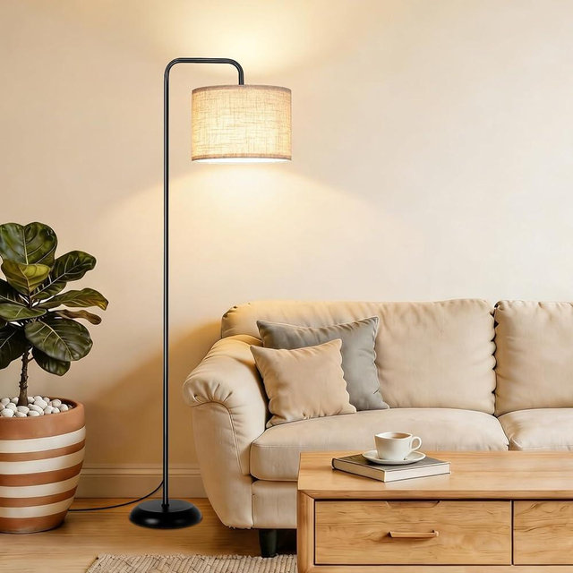 TJOY Floor Lamp for Living Room, Floor Lamp with 12W 3 Color Temperatures Bulb, Metal Standing Lamp with Extended Arm, Modern ARC Standing Lamp for Bedroom, Couch, Reading Nook, Office &Nursery, Black