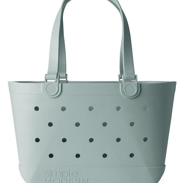 Simple Modern Beach Bag Rubber Tote | Waterproof Large Tote Bag with Zipper Pocket for Beach, Pool Boat, Groceries, Sports | Getaway Bag Collection | Sea Glass Sage