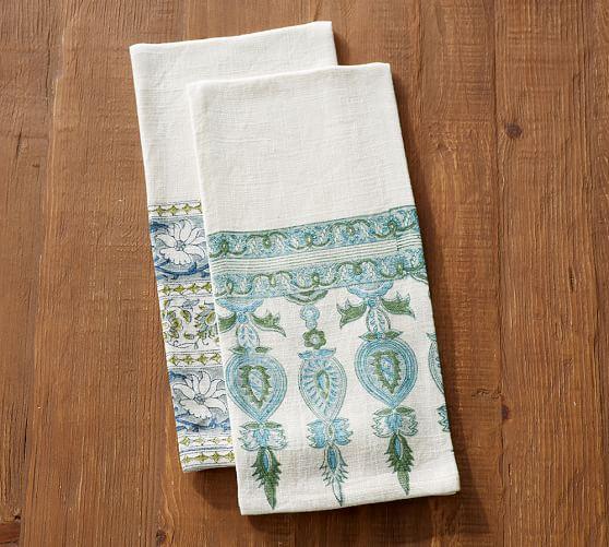 Block Print Tea Towels - Mixed Set of 2