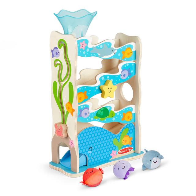Melissa Doug Rollables Wooden Ocean Slide Infant and Toddler Toy (5 Pieces) - Ocean Themed Toys For Toddlers, Early Learning Toys For Infants And Toddlers Ages 1+
