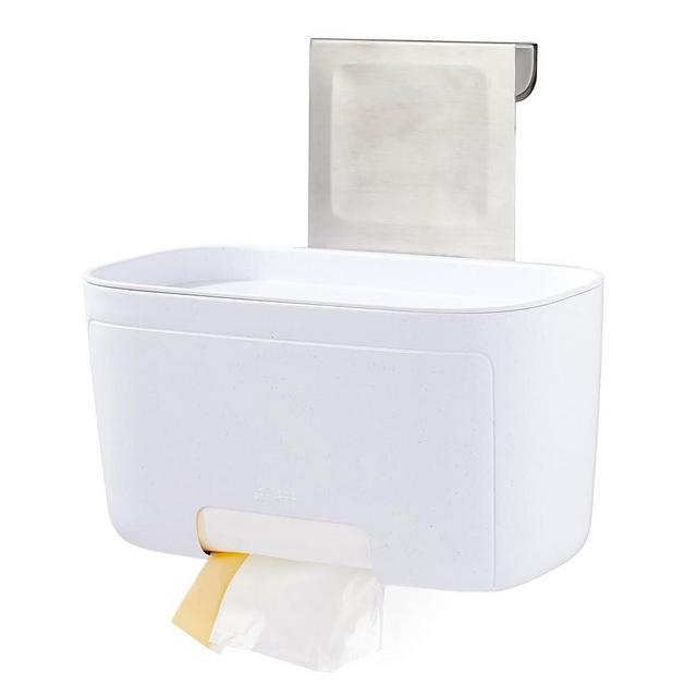 YouCopia DoorStash Garbage Bag Dispenser, Hanging Kitchen Cabinet Door Organizer with Removable Lid for Storage, 1, Speckled White