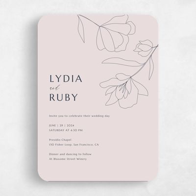 Pink Rounded Wedding Invitation - Emeline Classic