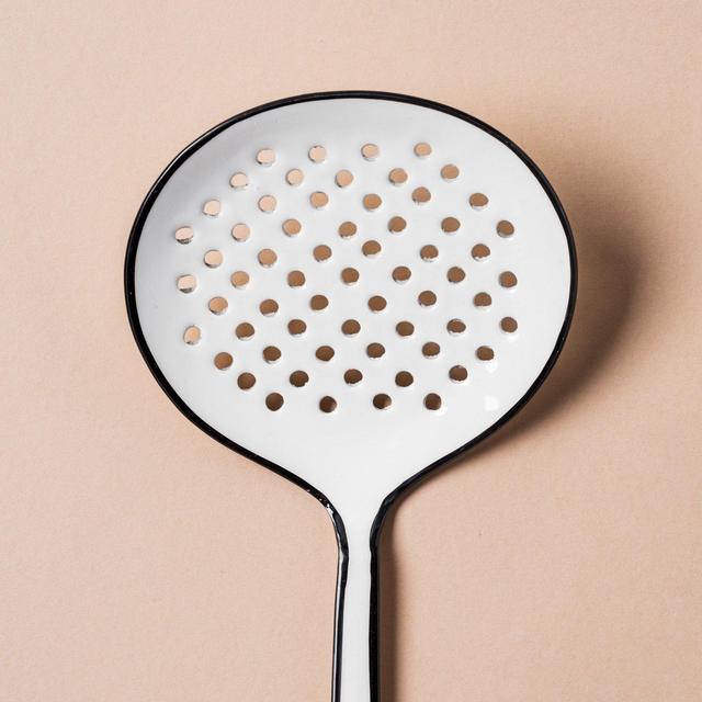 Black Rimmed Straining Spoon