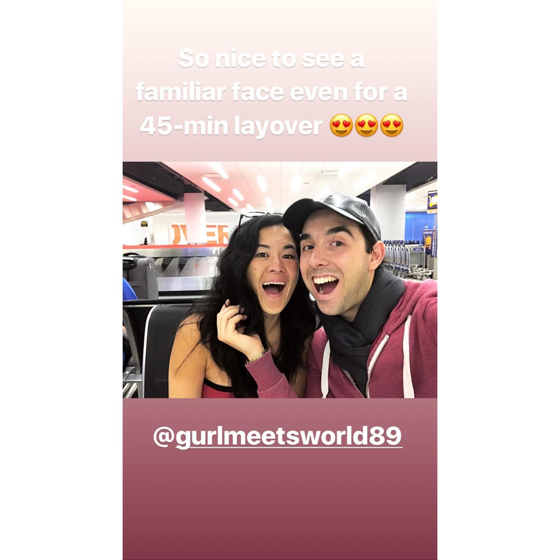 When Helen took a 3 hour train ride to JFK airport to see Aziz for 20 minutes during his layover on the way home to LA (during their long distance relationship)