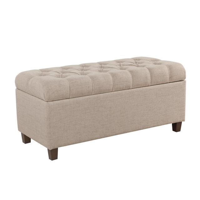 Ainsley Button Tufted Storage Bench Tan - Homepop