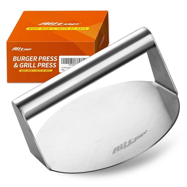 ALLTOP Smash Burger Press,Stainless Steel Non-Stick Smasher Hamburger Press -Patty Maker for Flat Top Griddle,Grill,BBQ - Round Kitchen Tool (5.5 Inch)