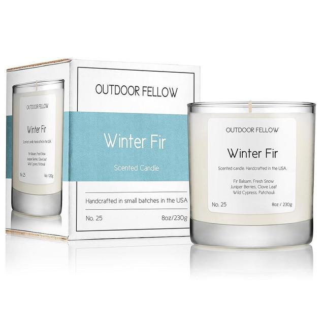 Outdoor Fellow Winter Fir Luxury Scented Candles for Home | Best Smelling Scented Candle | Single Wick Candle | 40-50 Hour Burn Time | 8oz