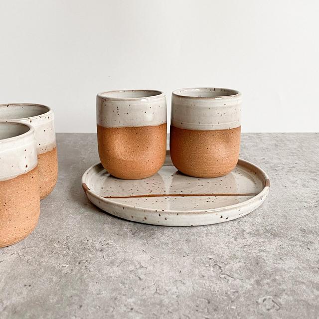 Ceramic Espresso Cup Set, Coffee and Espresso Lovers Gift Set, Neutral Kitchen Decor, Handcrafted Housewarming Gift.