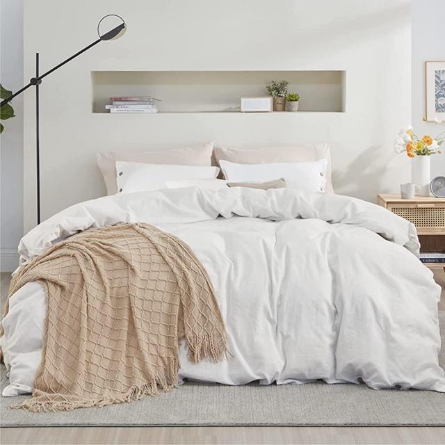 Bedsure Linen Duvet Cover King Linen Cotton Blend Duvet Cover Set - 3 Pieces Comforter Cover Set (104 x 90 inchs,No Comforter Included)