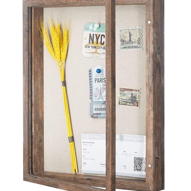 Califortree 11x14 Shadow Box Frame with Linen Back - Sturdy Memory Display Case of Flower, Pictures, Medals and More, Rustic Brown
