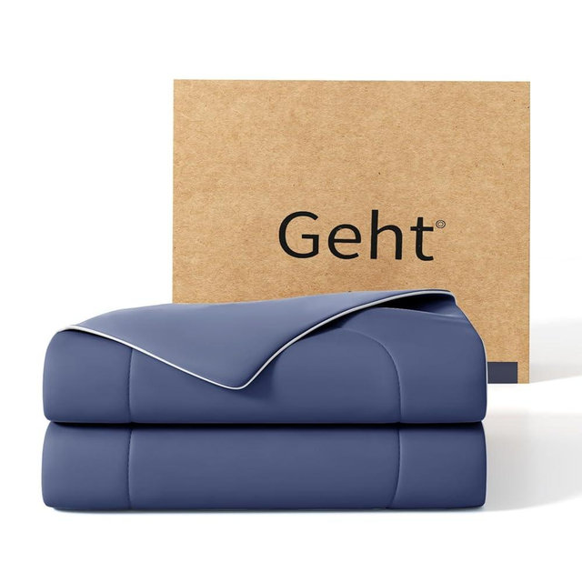Gehtmnl Cooling Comforter, Cooling Blanket for Hot Sleepers and Night Sweats, Double-Sided Cool Breathable Soft Lightweight Blanket, All Season Bedding Comforter, (Midnight Blue, Twin(68"X90"))