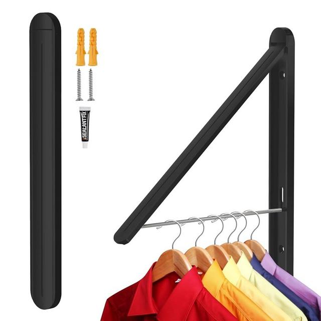 Ithywat Clothes Drying Rack,Wall Mounted Clothes Hanging Rack,Retractable Folding Hanger,Laundry Room Organization,Drying Racks for Laundry,Bathroom,Garage,Indoor&Outdoor Aluminum1pcs