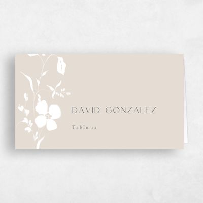 Classic Greige, Beige Wedding Place Card - Lynette