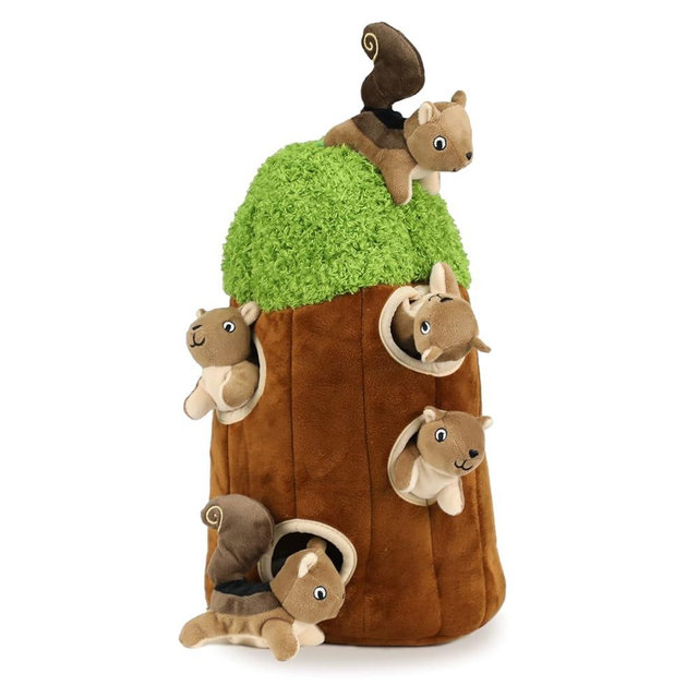 okegztoa Interactive Squeaky Dog Toys Squirrel Dog Toy, Stuffing Woodland Friends Burrow, Squeaky Plush Dog Toys for Small Medium Large Dogs Small Size (Large)