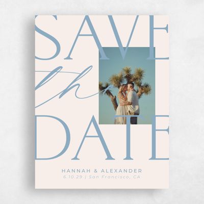 Dusty Blue Wedding Save the Date - Josephine Portrait