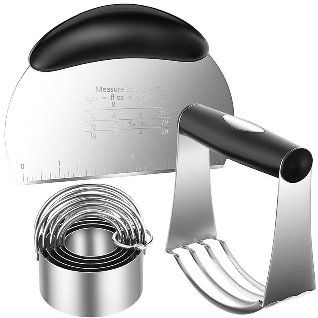 MINO ANT Pastry Cutter Biscuit Cutter Dough Cutters Pastry Blender Baking Dough Tools Stainless Steel Butter Pastry Cutter Tool Round Biscuit Cutters for Baking Biscuits Cakes Sandwiches (3 Pcs/Set)