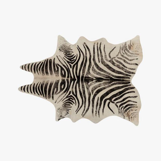 Distressed Faux Zebra Hide Rug 5'x8'