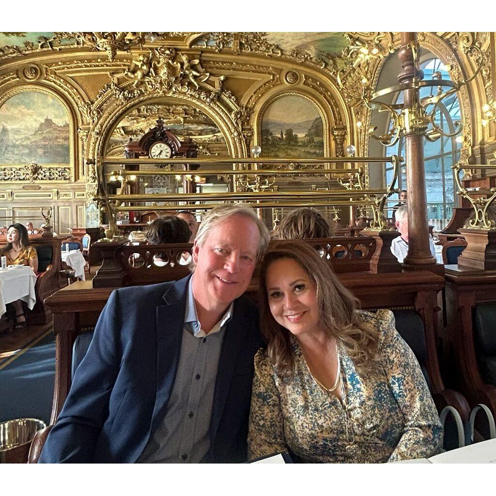 Celebrating our 1 year of engagement at this beautiful restaurant that is part of a train station in Paris, France