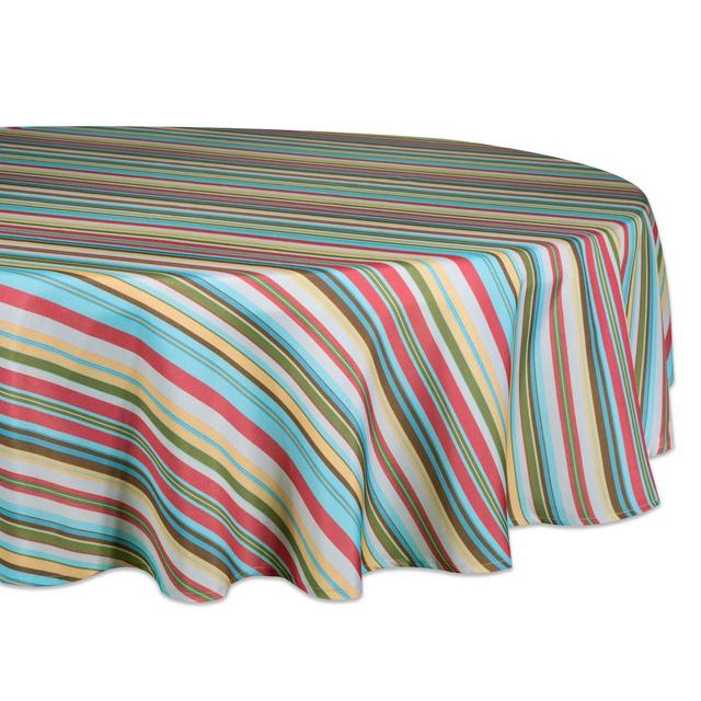 60"R Summer Stripe Outdoor Tablecloth With Zipper - Design Imports