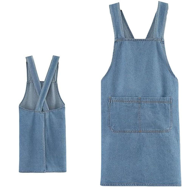 Adult Cross Back Apron, 2026 New Lightweight Cotton Adult Apron, Denim Cross Back Aprons for Women Men with Front Pocke