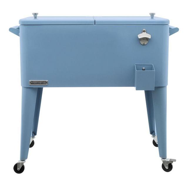 Permasteel 80 Quart Portable Rolling Patio Cooler, Blue