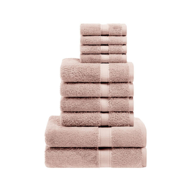 Luxury Egyptian Cotton Heavyweight Ultra-Plush 10 Piece Towel Set, Muted Mauve - Blue Nile Mills