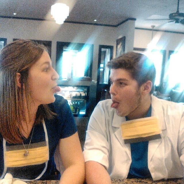This photo may be blurry but we dressed up for our first Halloween and one of our friends said he was going to take a photo of us to remember it. We both made this face and he said we were meant to be