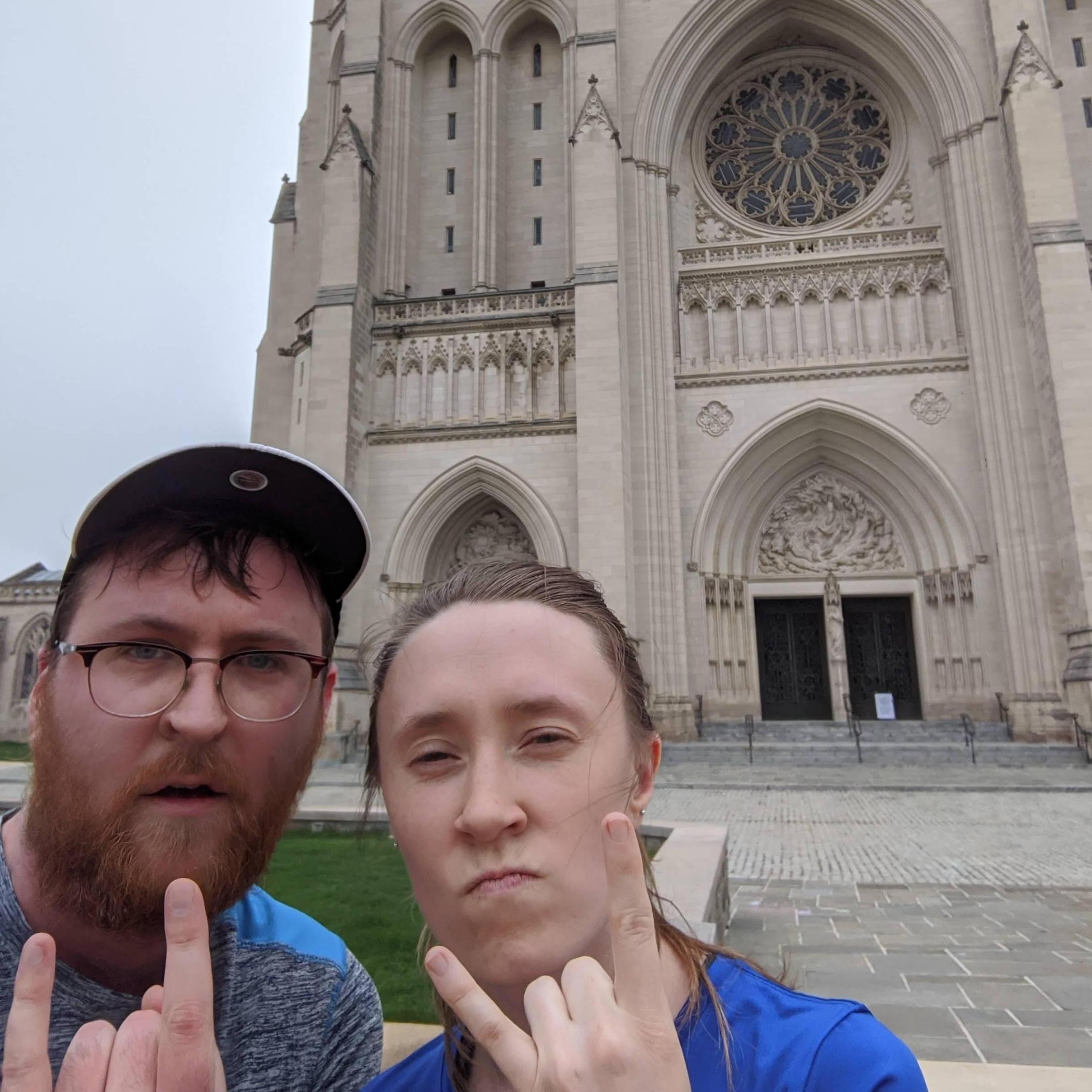 Post-run around the National Cathedral 2020. Don't miss the cockroaches that were in our apartment, but do miss having this view.