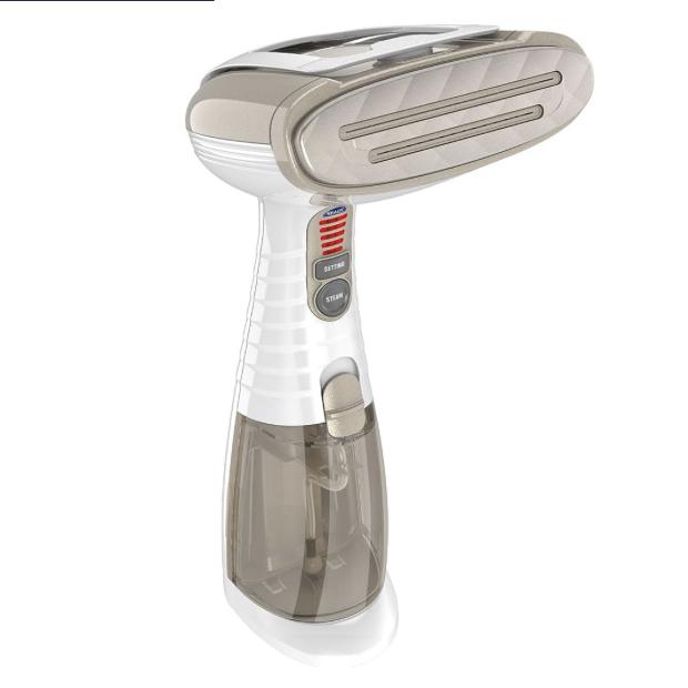 Conair Handheld Garment Steamer for Clothes, Turbo ExtremeSteam 1875W, Portable Handheld Design, Strong Penetrating Steam, White / Champagne