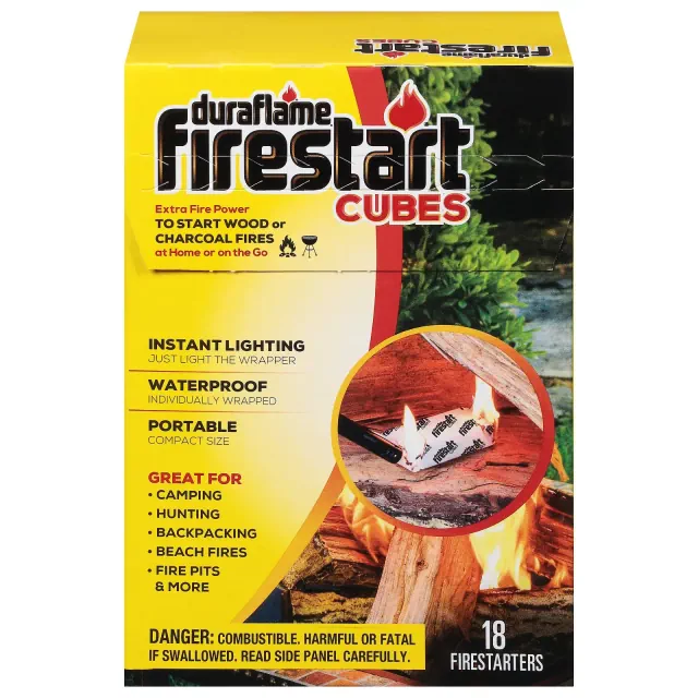 Duraflame 18ct Firestart Cubes: Easy Light, Fireplace & Campfire Safe, Paraffin Wax