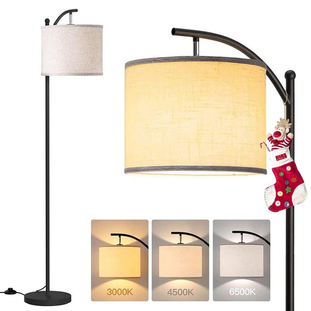 addlon Floor Lamp with 3CCT LED Bulb, Lamp for Living Room with Beige Linen Lamp Shade, Modern Standing Lamp Floor Lamps for Bedrooms - Black