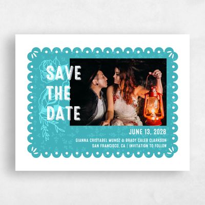 Turquoise, Blue Wedding Save the Date - Rios Landscape