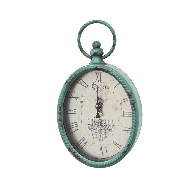 Stratton Home Decor Antique Teal Oval Clock