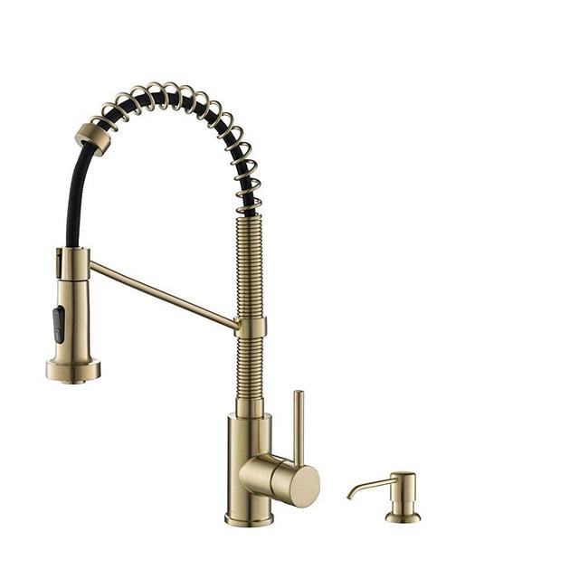 Kraus KPF-1610-KSD-53SFACB Bolden 18-Inch Commercial Kitchen Faucet with Soap Dispenser, Spot Free Antique Champagne Bronze