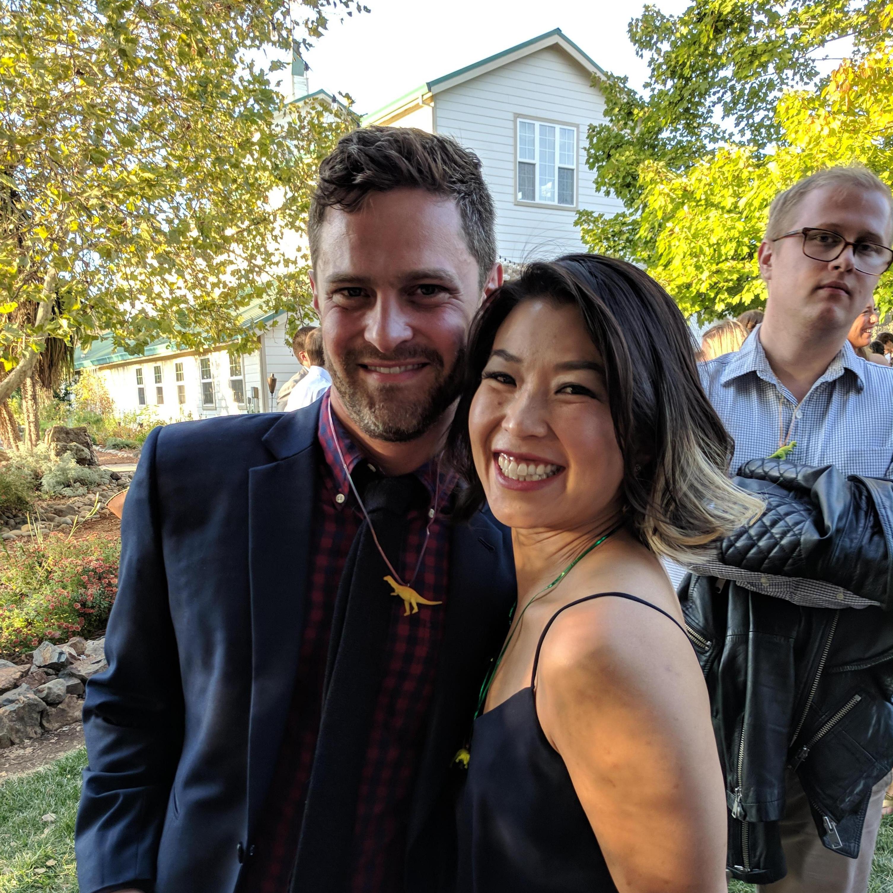 MIKE: Hi hi hi hi, do you want to take a photo together? LALA: We basically just met so this is a little weird but here we are at Sarah and Pete's wedding and everyone's in a good mood so... sure!