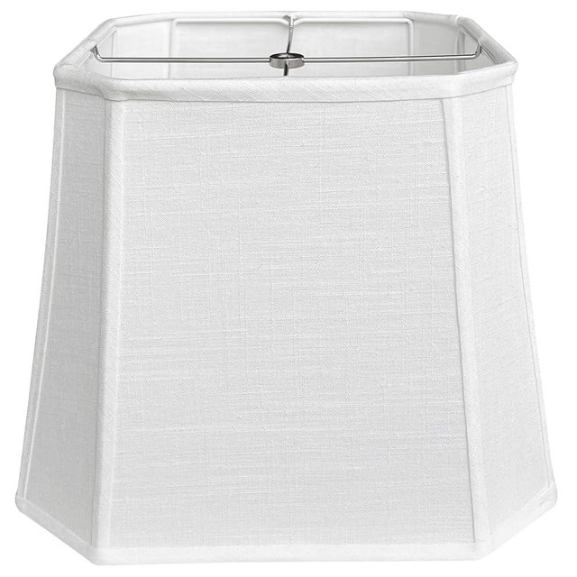 TOOTOO STAR Square Cut Corner White LampShade, 10" Top x 13" Bottom x 10.5" High Medium Shade (Spider Fitter), Handmade of Natural Linen, Easy to Assemble, Suitable for Table Lamps and Floor Lamps